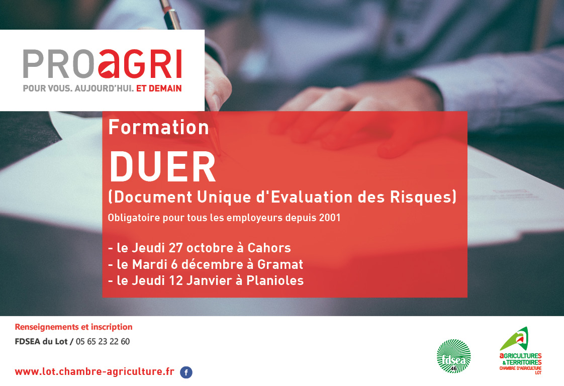 Formation « Document Unique d&rsquo;Evaluation Des Risques – DUER »