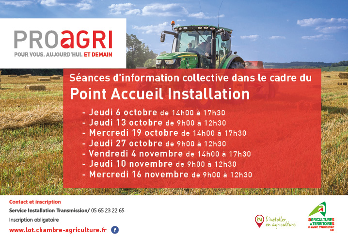 Réunions d&rsquo;information collectives dans le cadre du Point Accueil Installation