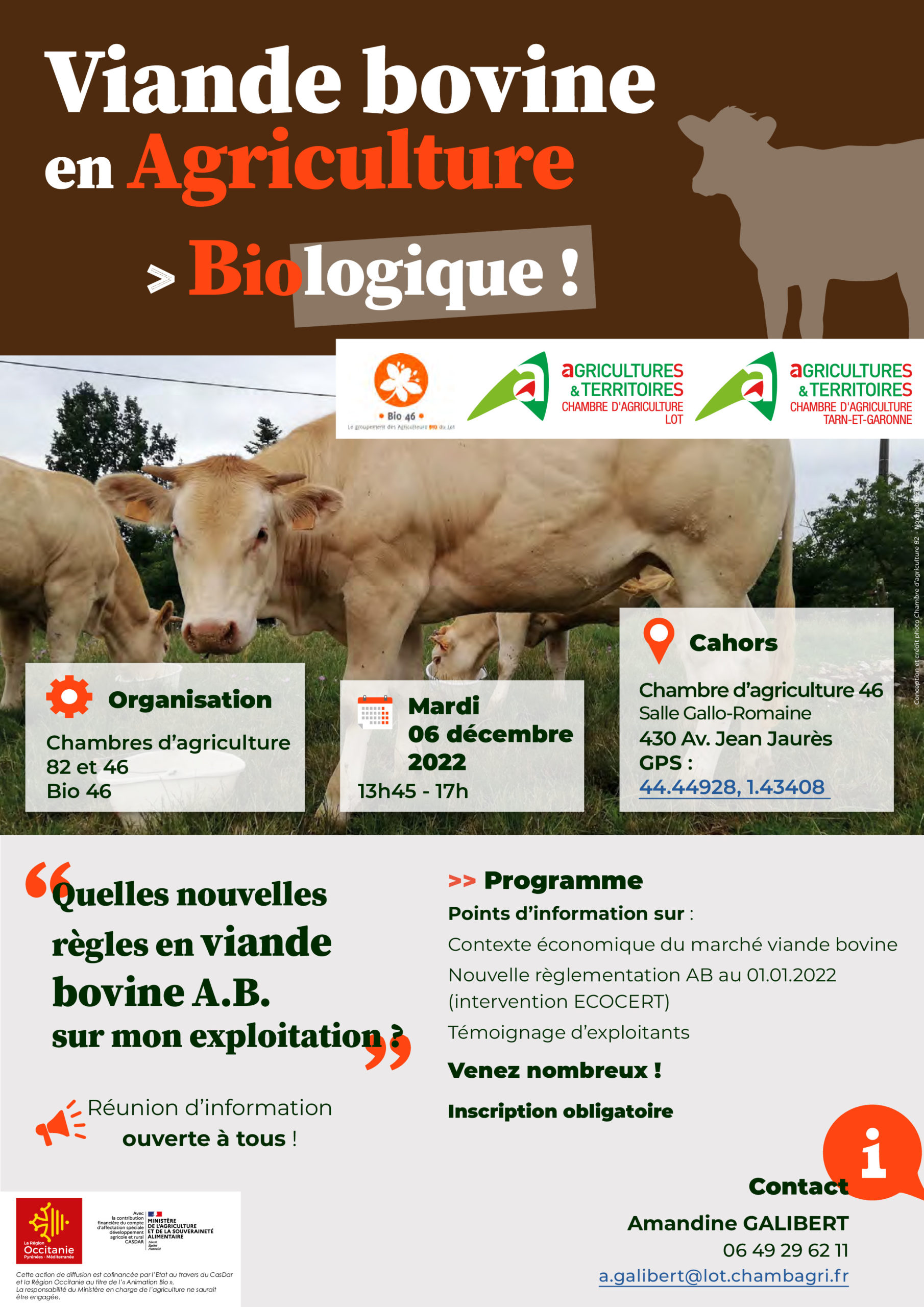 Rencontre nouvelle réglementation AB 2022 en bovins le 6 décembre à CAHORS