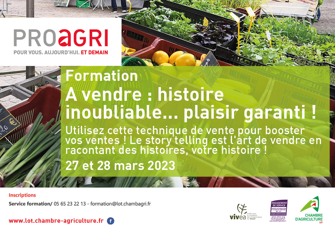 Formation innovante&nbsp;: « A vendre&nbsp;: histoire inoubliable…plaisir garanti » – Les 27 et 28 mars 2023.