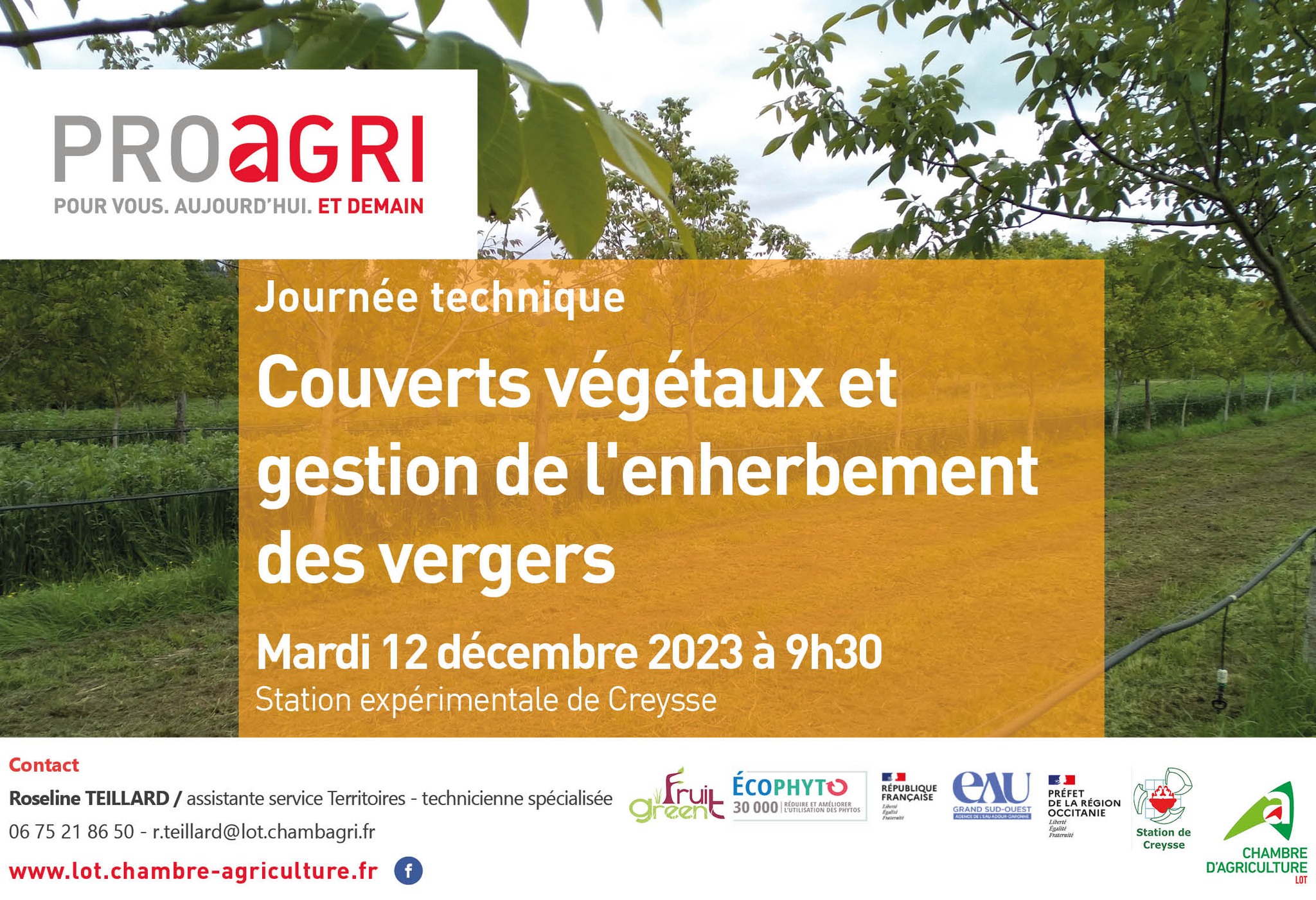 Journée technique sur l&rsquo;enherbement des vergers le 12 décembre à la Station expérimentale de Creysse