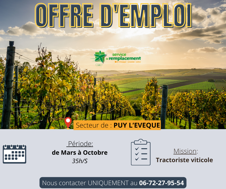 Offre d’emploi&nbsp;: Tractoriste viticole