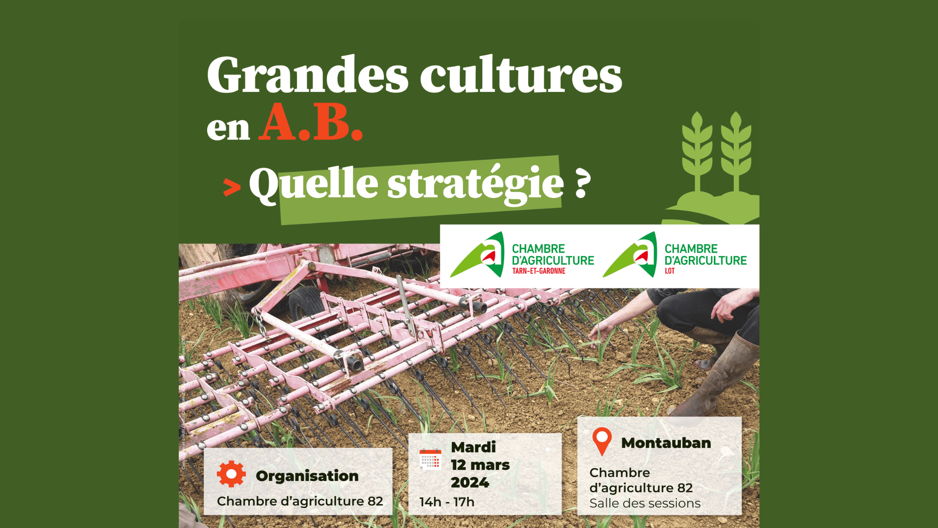 Réunion Grandes cultures bio&nbsp;: Quelles stratégies pour nos exploitations céréalières bio&nbsp;?