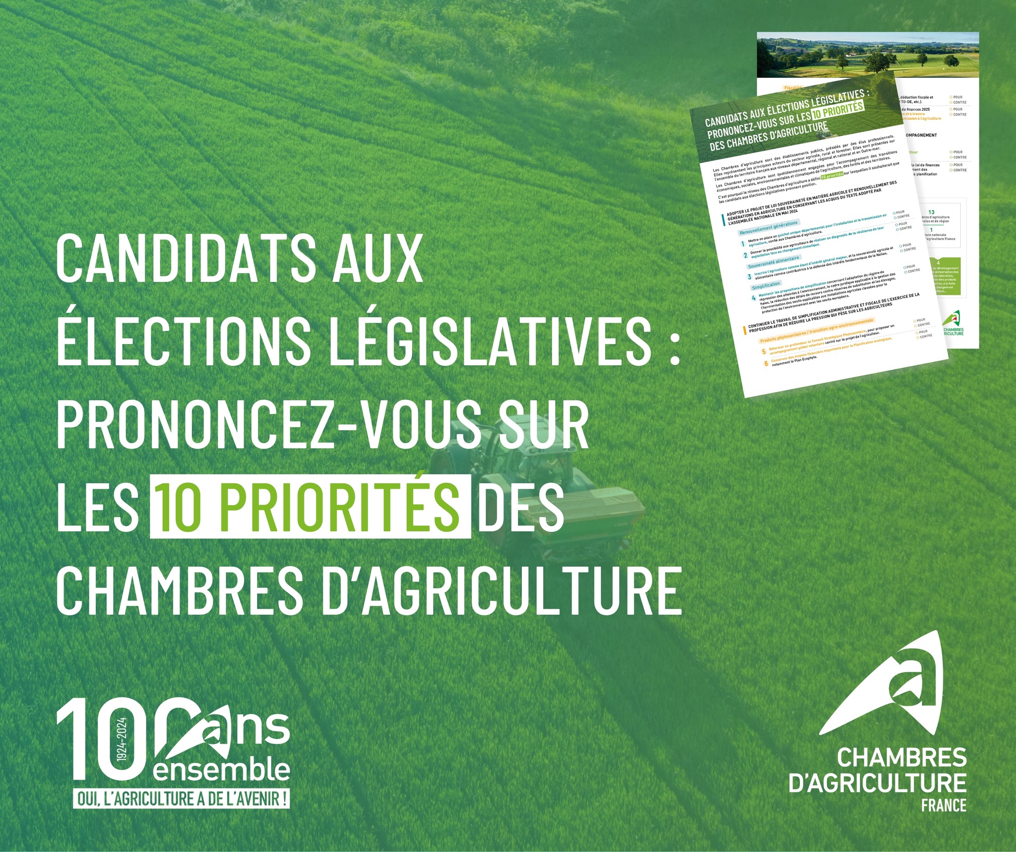 Elections législatives&nbsp;: Les 12 priorités des Chambres d&rsquo;agriculture à destination des candidats