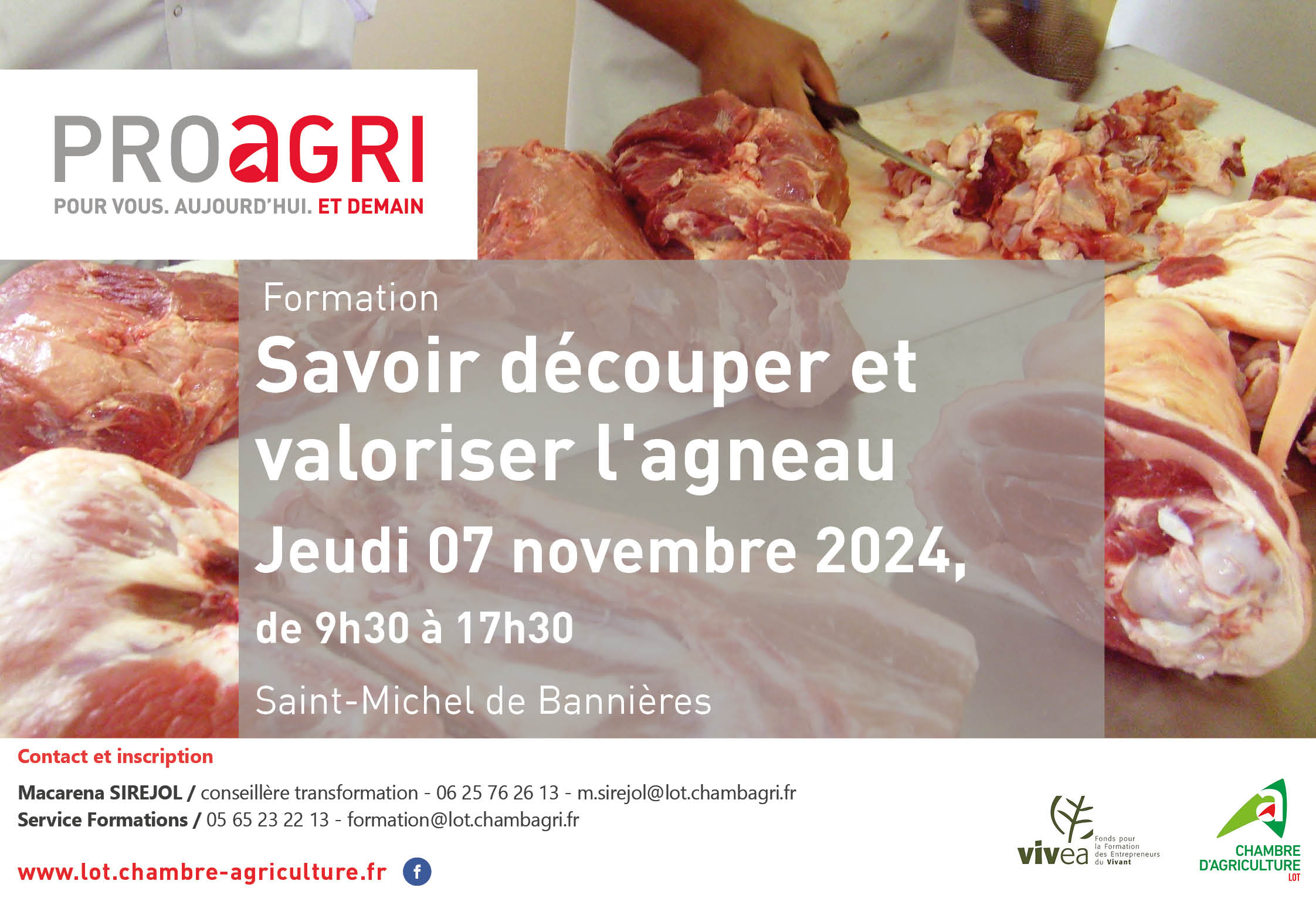 Savoir découper et valoriser l&rsquo;agneau le 7 novembre à Saint-Michel de Bannières