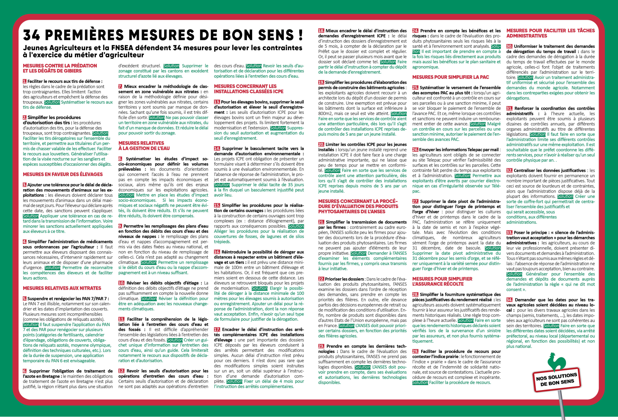 34 mesures de simplification synthétisées&nbsp;: Nos solutions de bon sens