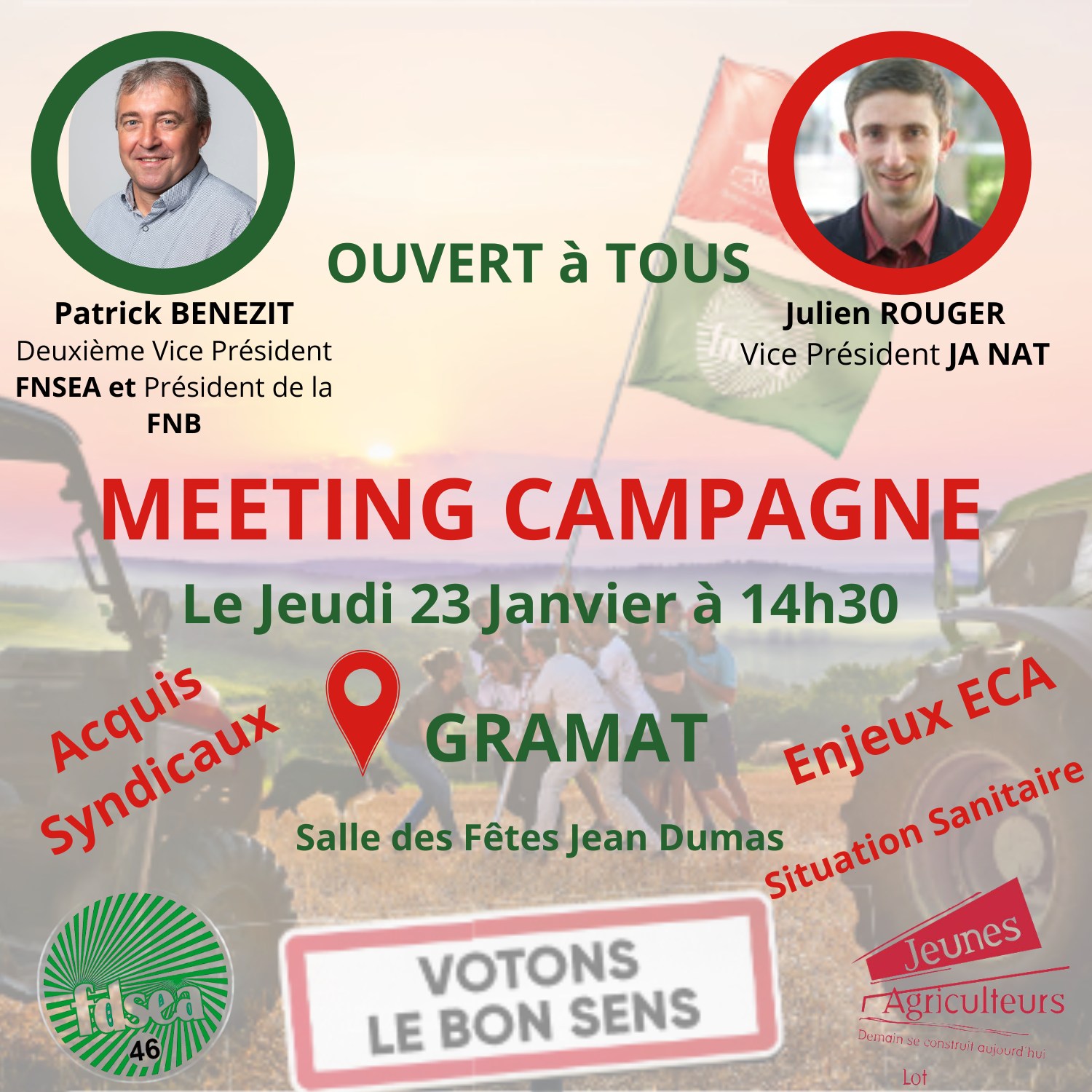 FDSEA/JA&nbsp;: Ne manquez pas notre grand meeting de campagne à Gramat&nbsp;!