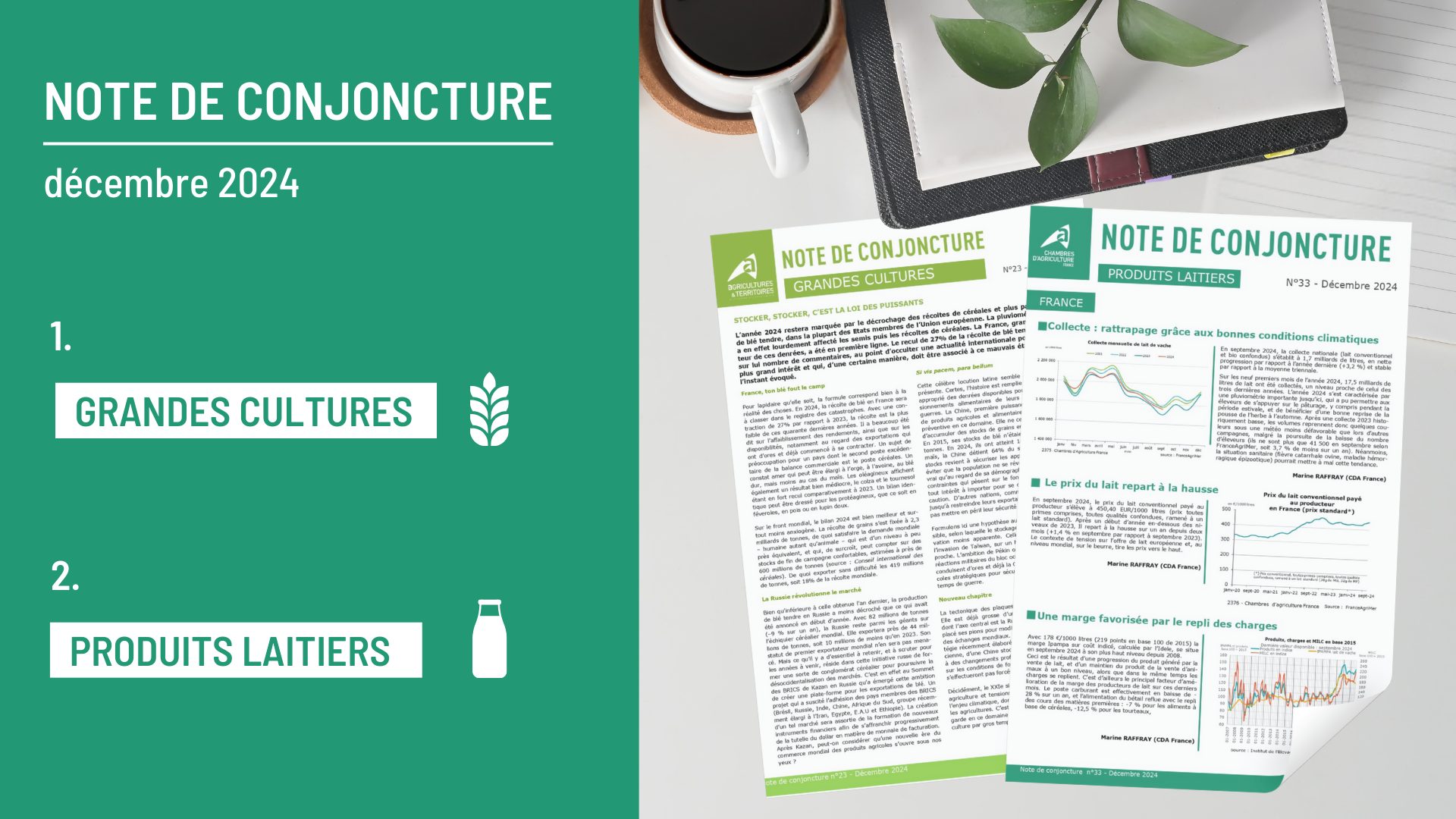 Deux nouvelles Notes de conjoncture sur les Grandes cultures et les Produits laitiers sont parues&nbsp;!