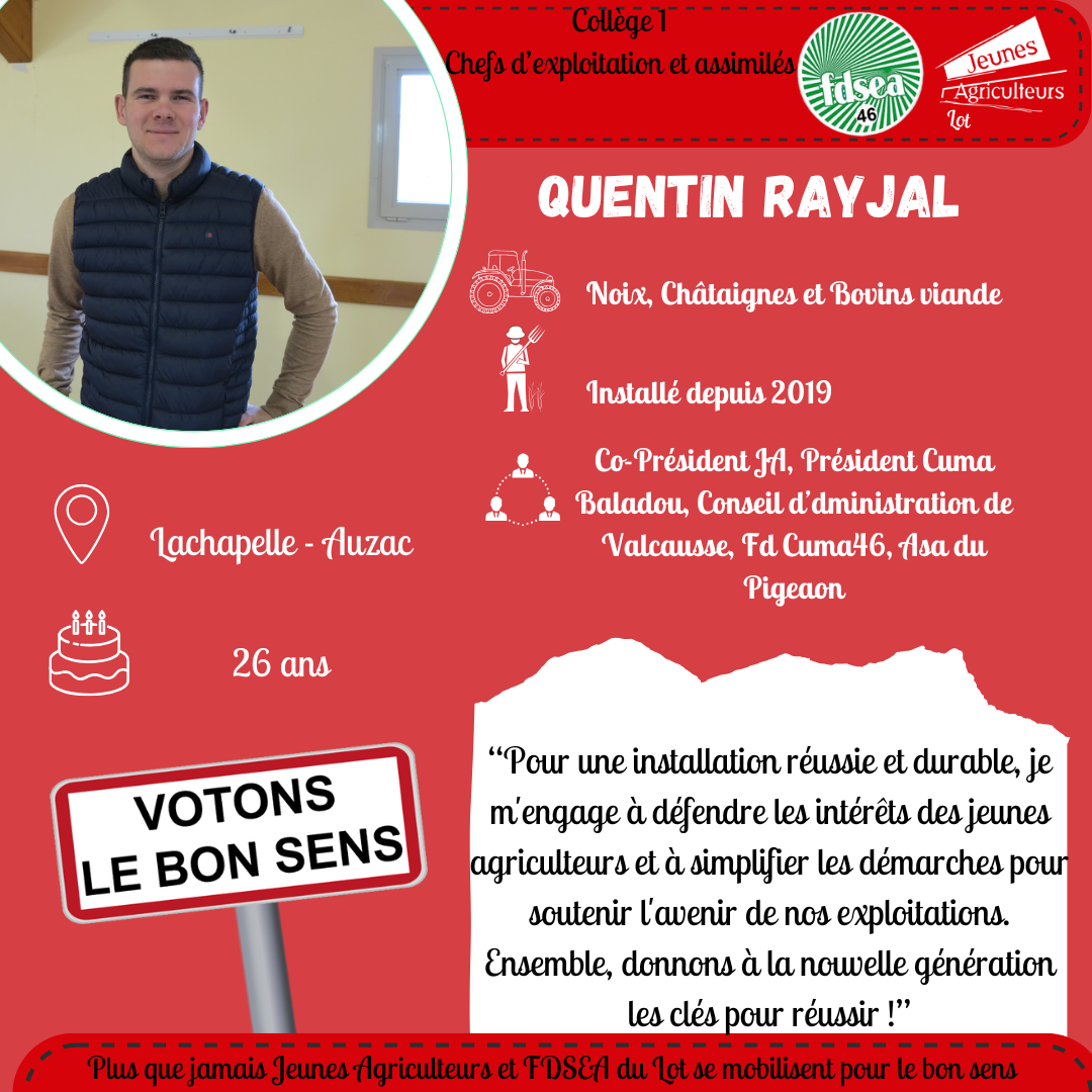 Élections Chambre d’agriculture&nbsp;: FDSEA/JA portrait de Quentin RAYJAL