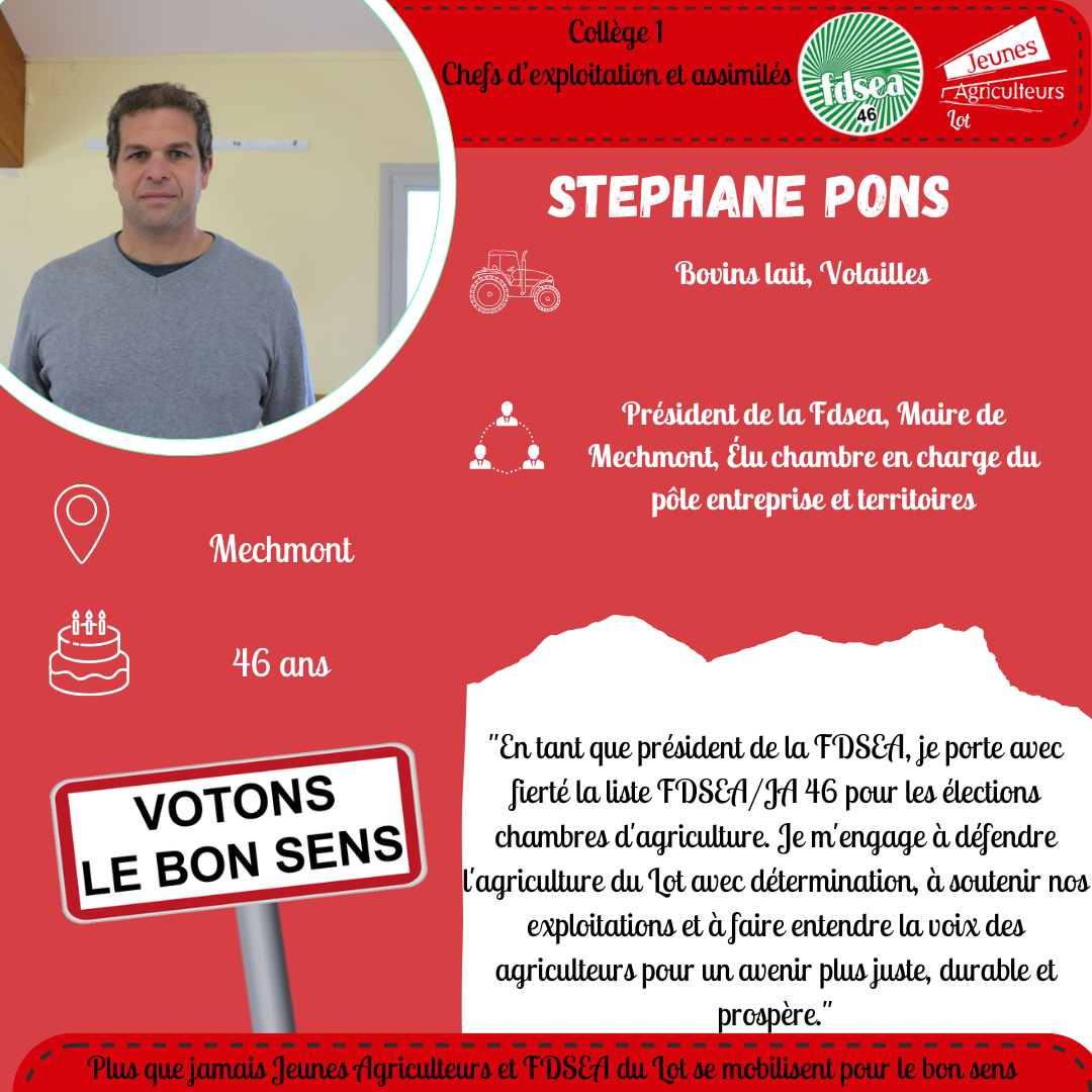 Élections Chambre d’agriculture&nbsp;: FDSEA/JA portrait de Stéphane PONS
