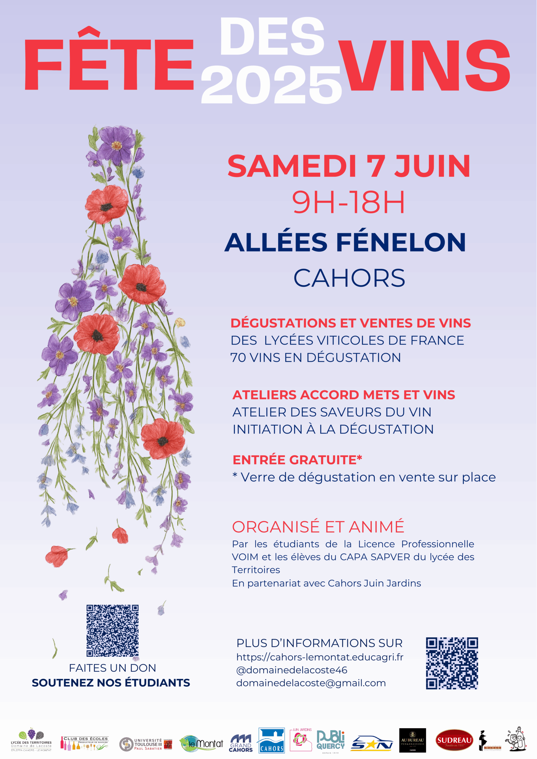 Fête des vins 2025 le 7 juin aux Allées Fénelon à Cahors