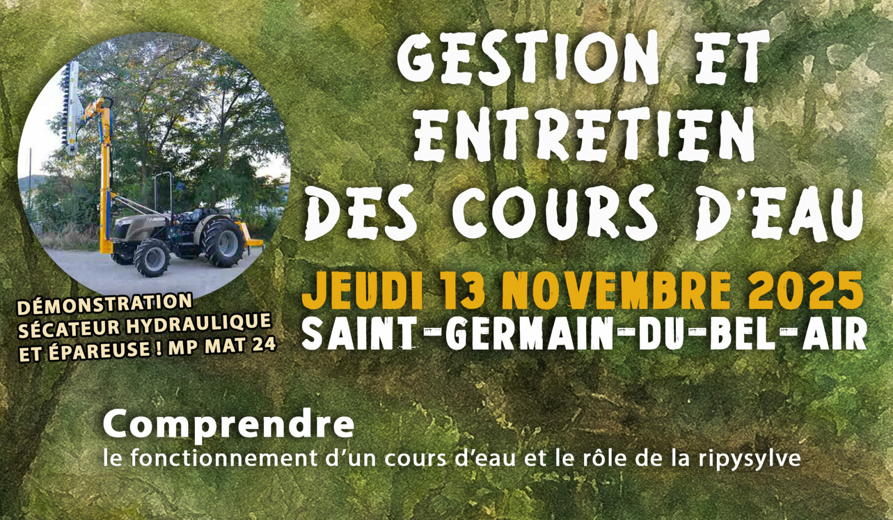 Atelier Gestion et entretien des cours d&rsquo;eau, le 13 novembre à Saint-Germain-du-Bel-Air