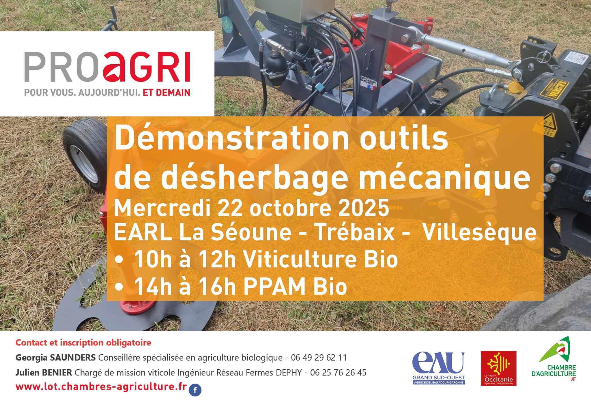 Démonstration d&rsquo;outils de désherbage mécanique en viticulture et PPAM bio