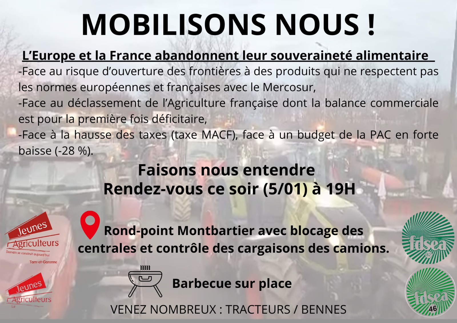 FDSEA JA&nbsp;: appel à mobilisation