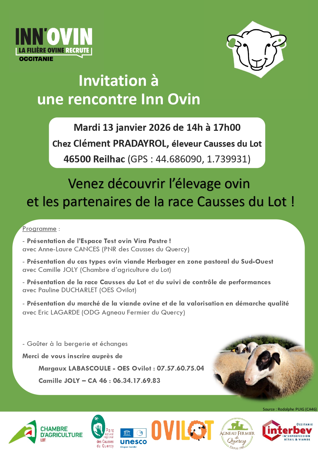 Rencontre INN&rsquo;OVIN mardi 13 janvier à Lieu-dit Langlade à Lavergne